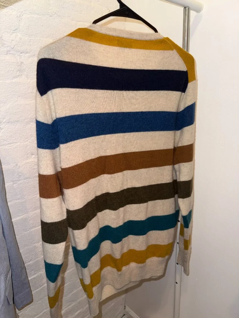 J.Crew Mens 100% Cashmere Crewneck Sweater Multicolor Block Stripe